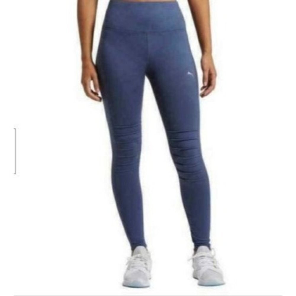 Puma Moto Compression Leggings Mid Rise Tight Mesh Solid Activewear Womens Small